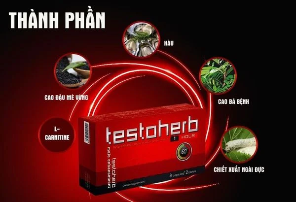 Testoherb 1hour - Hỗ Trợ Sinh Lý Nam, Tăng Testosterone Tự Nhiên